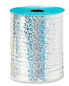 Holographic Silver Curling Ribbon, 100 Yards, Gift Wrapping and Balloon Decoration