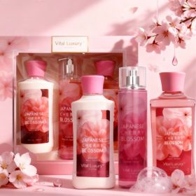 Christmas Gift Set 3-Piece Set, 10 Fl.oz Body Care Fragrance Set, Featuring Floral, Candy, And Sweet Pea Scents. Includes Scented Shower Gel, Bod (Option: Japanese Cherry Blossom)