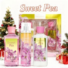 Christmas Gift Set 3-Piece Set, 10 Fl.oz Body Care Fragrance Set, Featuring Floral, Candy, And Sweet Pea Scents. Includes Scented Shower Gel, Bod (Option: Sweet Pea Scent)