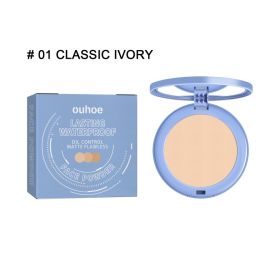 OUHOE Long-lasting Finishing Compact - Flawless, Long-wearing, Non-transferable, Easy To Touch-up, Natural, Lightweight, And Breathable Setting P (Option: 01CLASSIC IVORY)